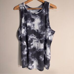 Women's Black and White Tie-Dye Tank Top